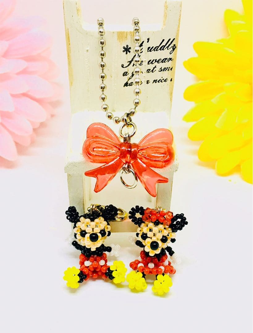 ネズミくん&ネズミちゃん⁈チェーンビーズマスコットset☆キーホルダー☆チャーム