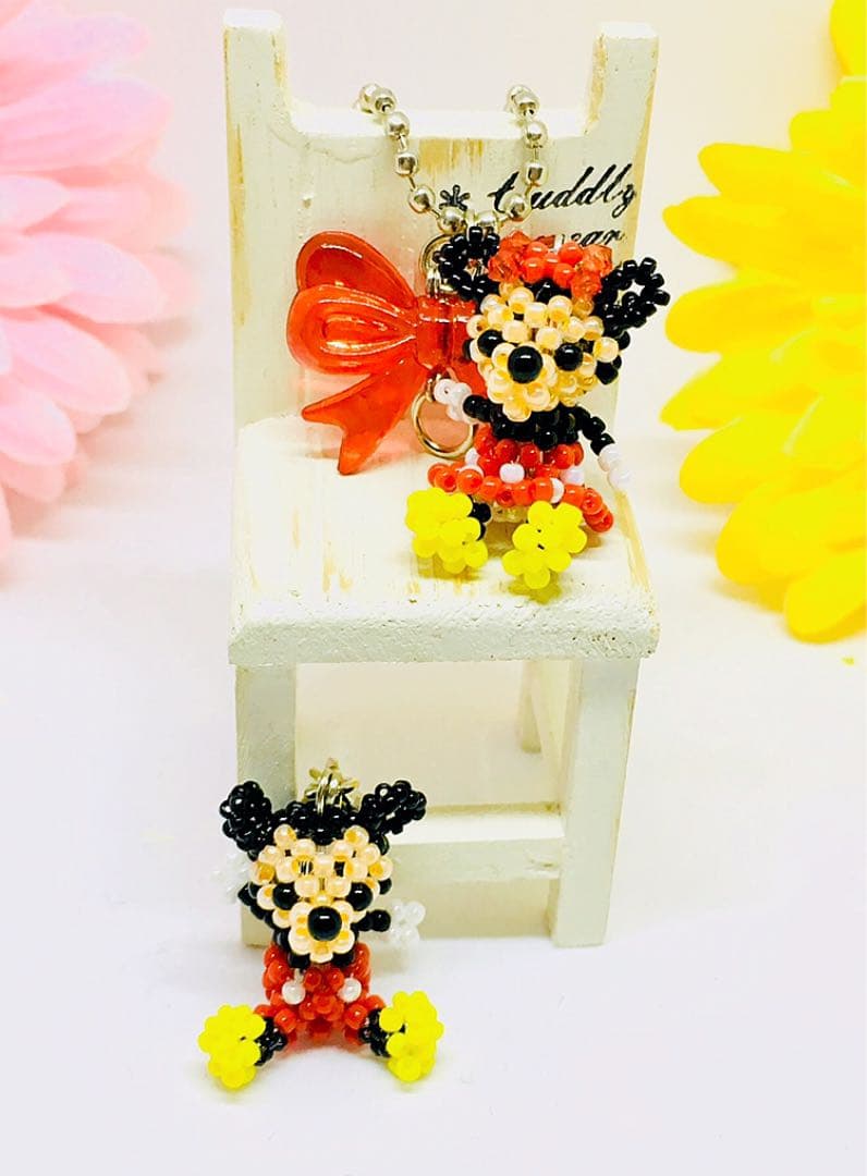 ネズミくん&ネズミちゃん⁈チェーンビーズマスコットset☆キーホルダー☆チャーム