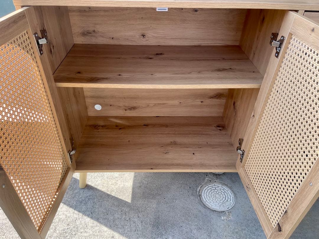 キャビネット サイドボード チェスト ラタン調 ラタン風 引き出し付き 収納棚