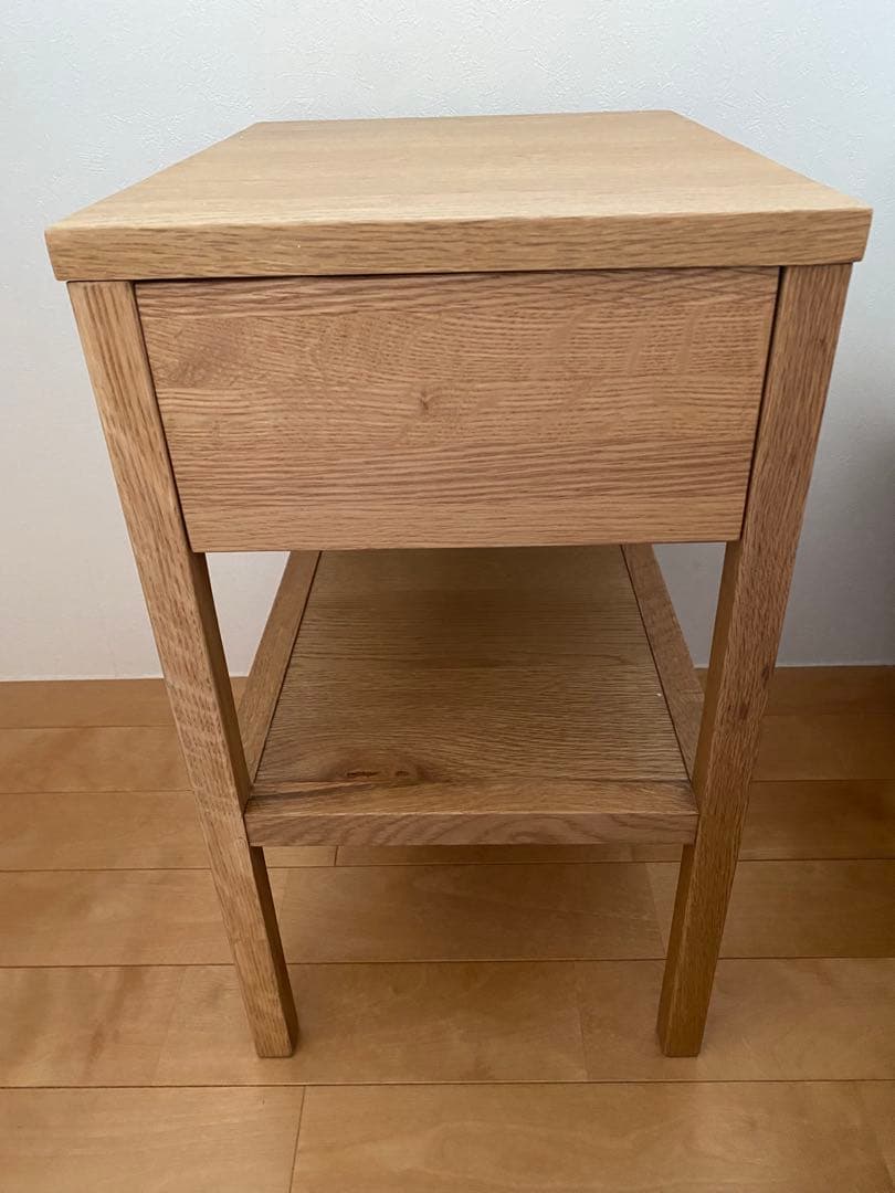 関家具　無印良品風オーク材サイドテーブルナイトテーブル ナイトチェストカスト美品