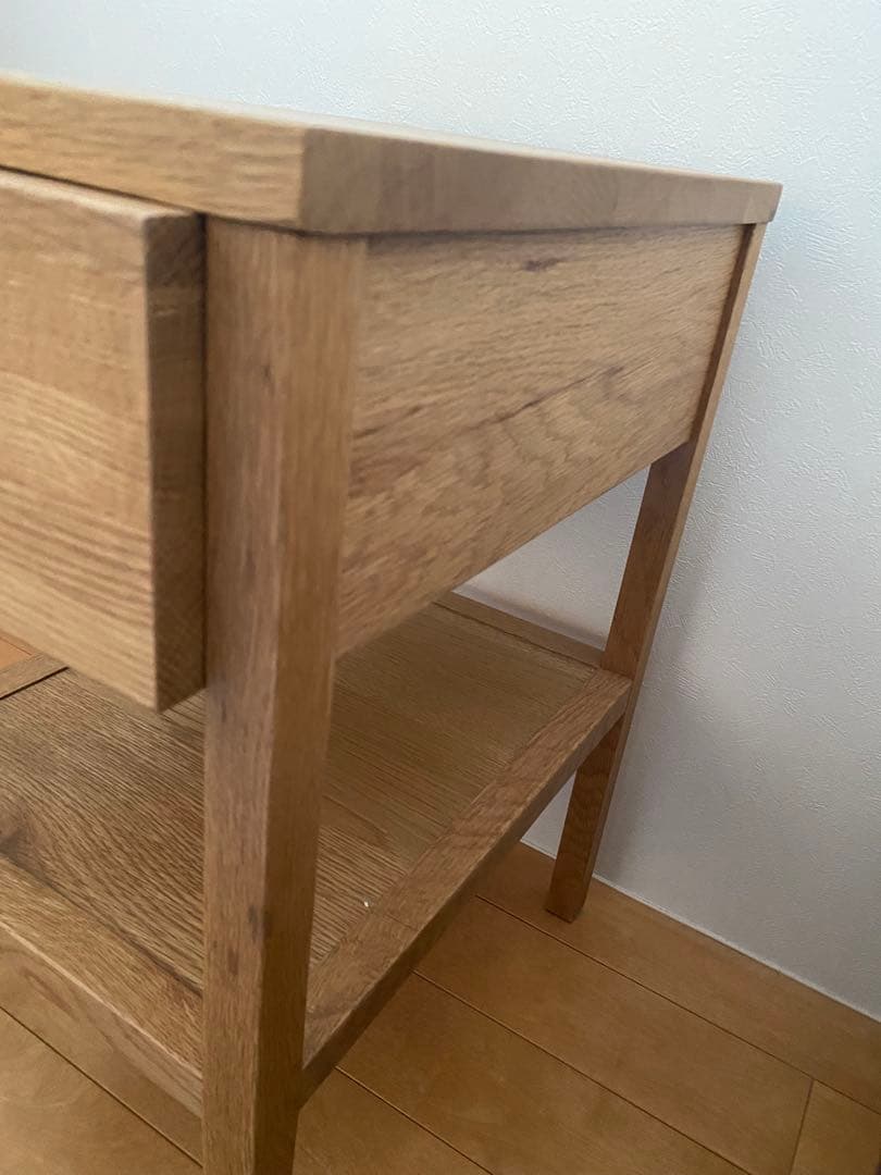 関家具　無印良品風オーク材サイドテーブルナイトテーブル ナイトチェストカスト美品