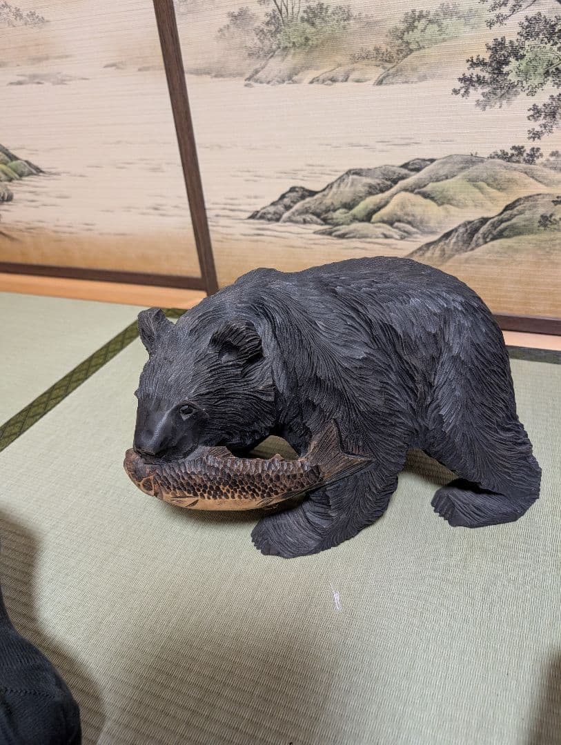 木製動物置物セット（馬・牛・クマ）