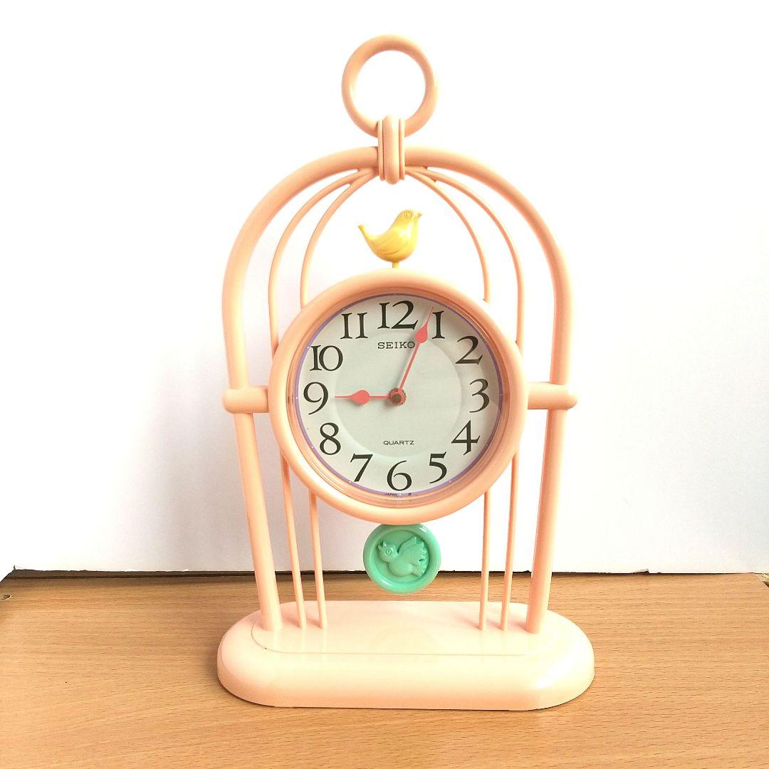 SEIKO 鳥かご型振り子置時計 ピンク[レトロ][ジャンク] - メルカリ