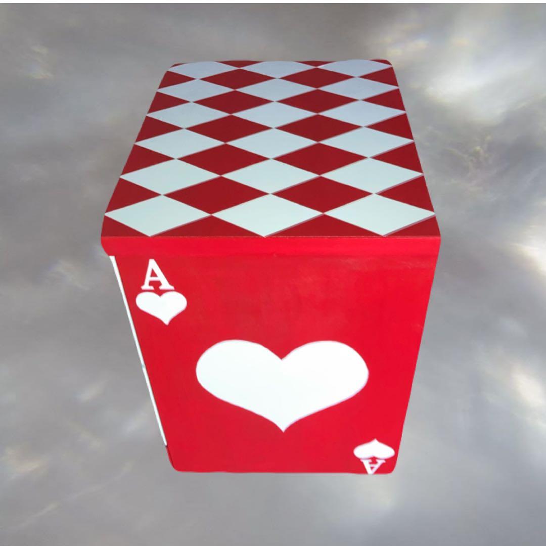 アリス風 アーガイル＆トランプ柄チェスト「赤」【送料無料】