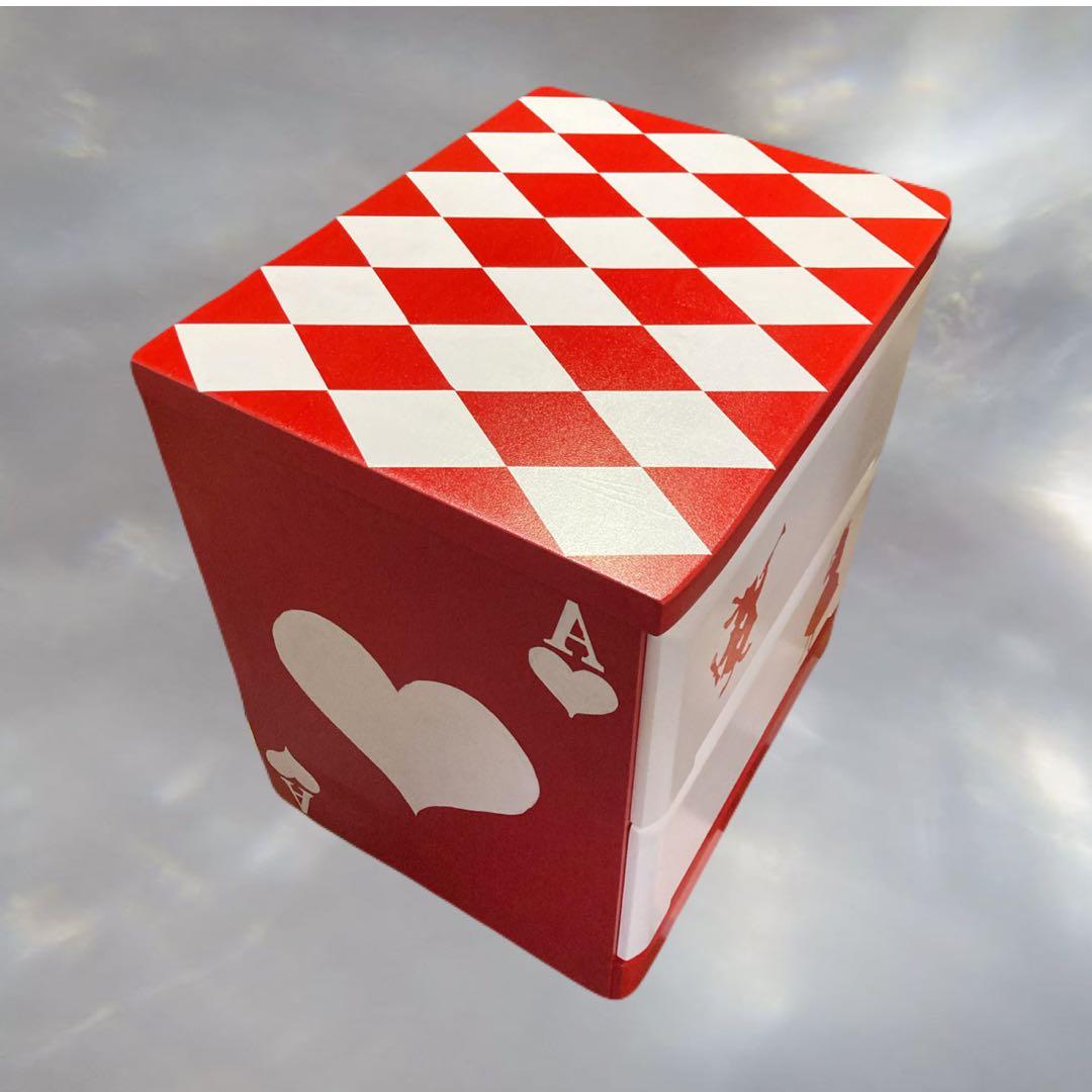 アリス風 アーガイル＆トランプ柄チェスト「赤」【送料無料】