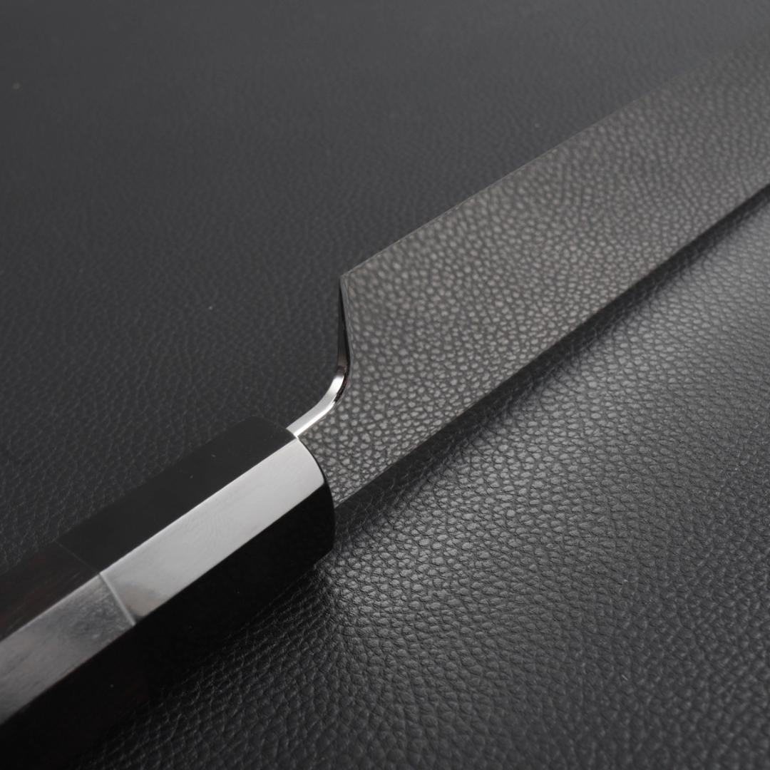 8743切付柳刃包丁9寸鏡面仕上げ刺身包丁 刃は究極の切れ味 黒檀黒水牛角八角柄