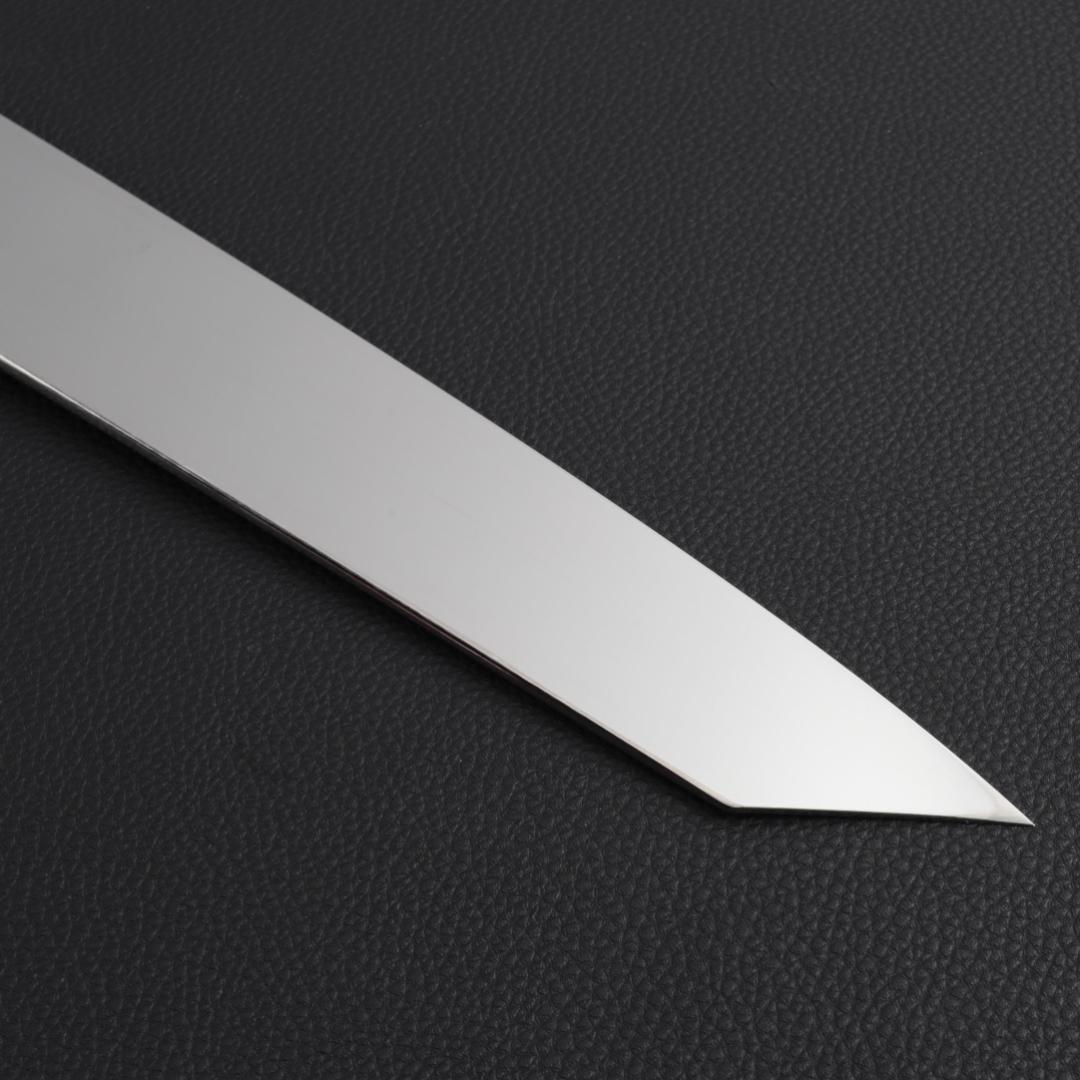 8743切付柳刃包丁9寸鏡面仕上げ刺身包丁 刃は究極の切れ味 黒檀黒水牛角八角柄