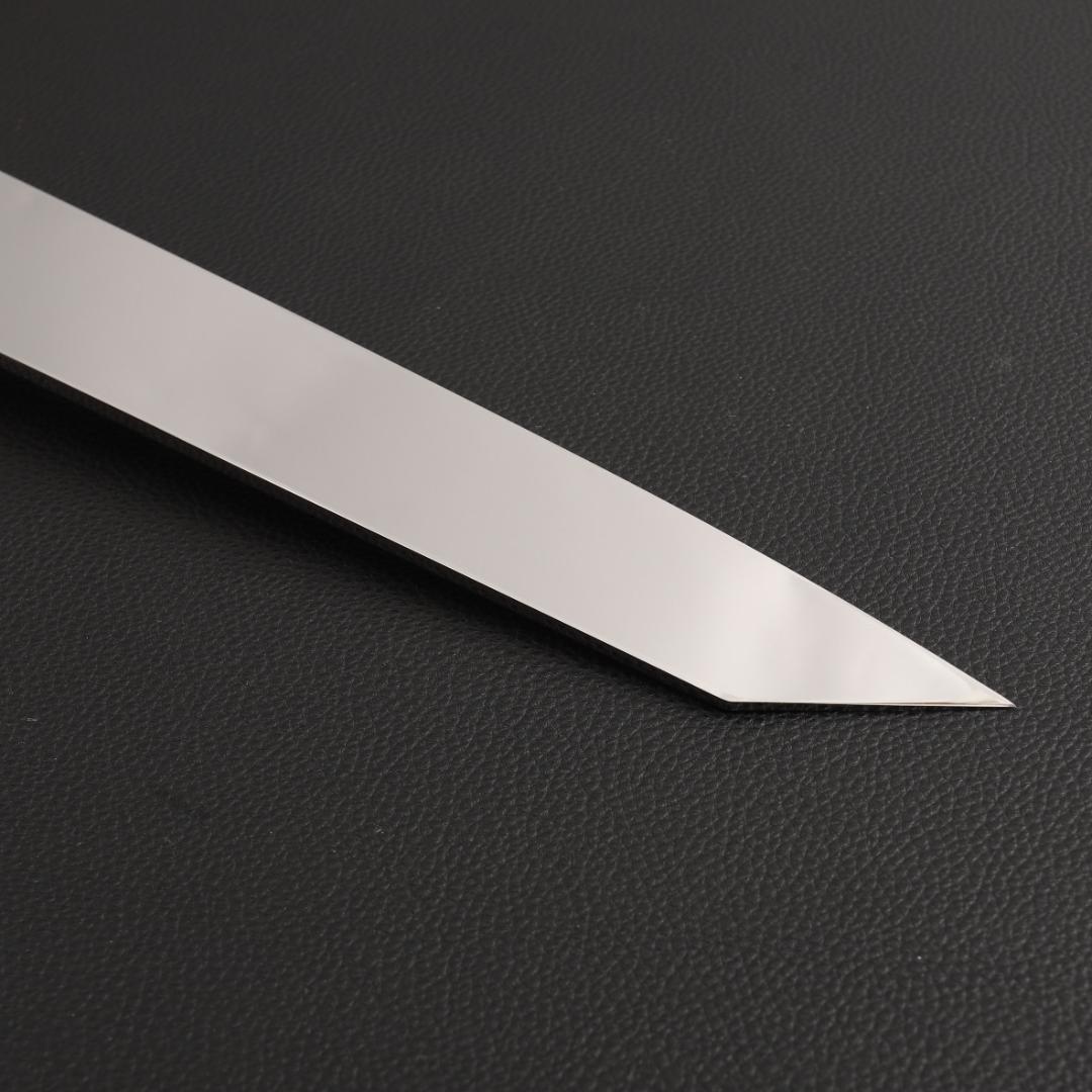 8743切付柳刃包丁9寸鏡面仕上げ刺身包丁 刃は究極の切れ味 黒檀黒水牛角八角柄