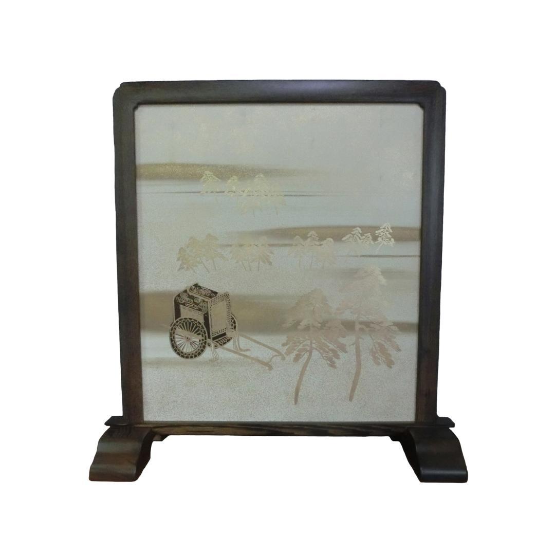 衝立 アンティーク 訳あり 和風 金砂子山水画 19番【たのメル便 対応商品】