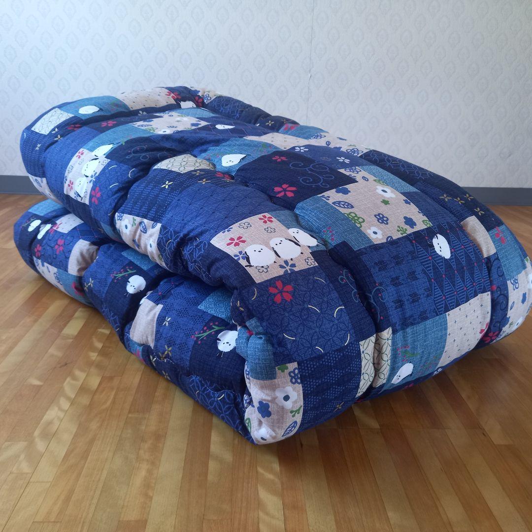 暖 ソフトタッチ 綿100％ 大判長方形 厚掛 こたつ掛布団 日本製 シマエナガ