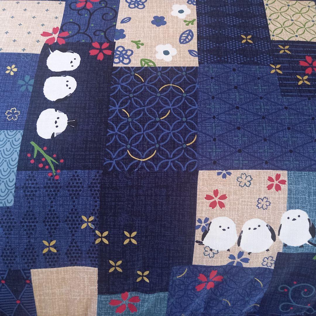 暖 ソフトタッチ 綿100％ 大判長方形 厚掛 こたつ掛布団 日本製 シマエナガ