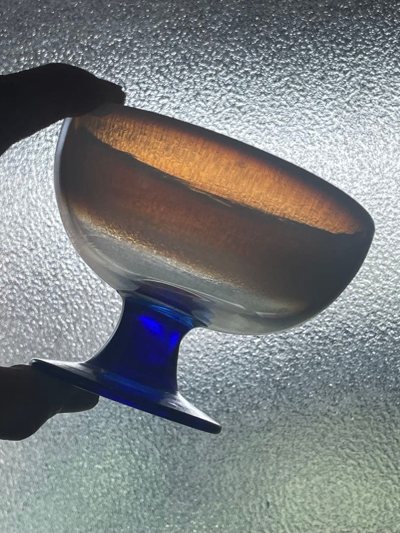 最終値下げ 青脚なつめ型と椀型2点 氷コップ 戦前ガラス アンティーク