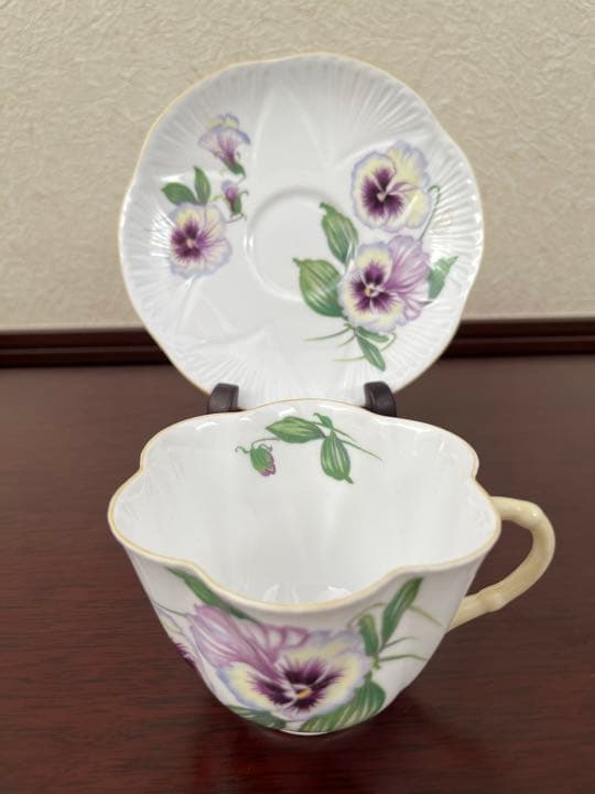 シェリー　ティーセット　パンジーの絵柄5点セット