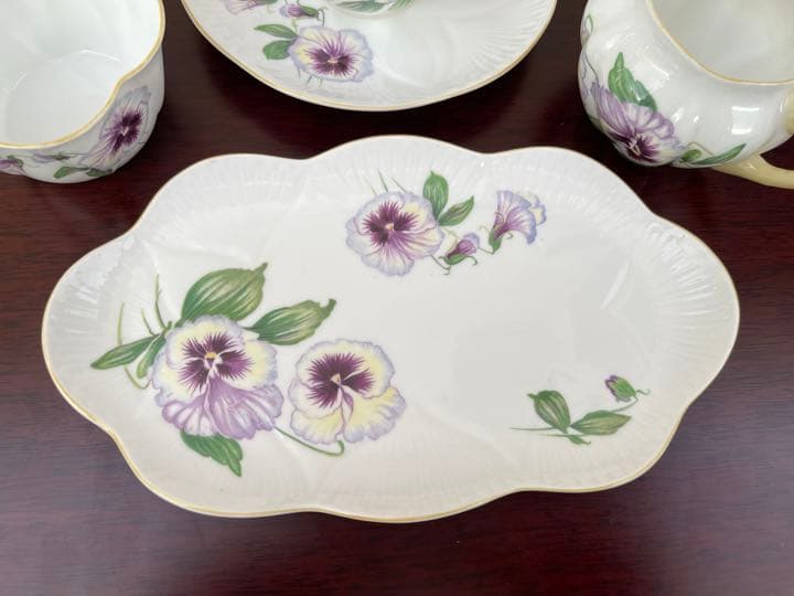 シェリー　ティーセット　パンジーの絵柄5点セット