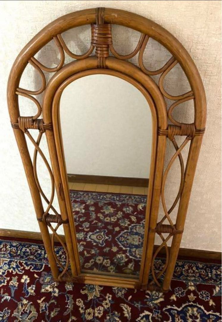 アンティーク籐ミラー