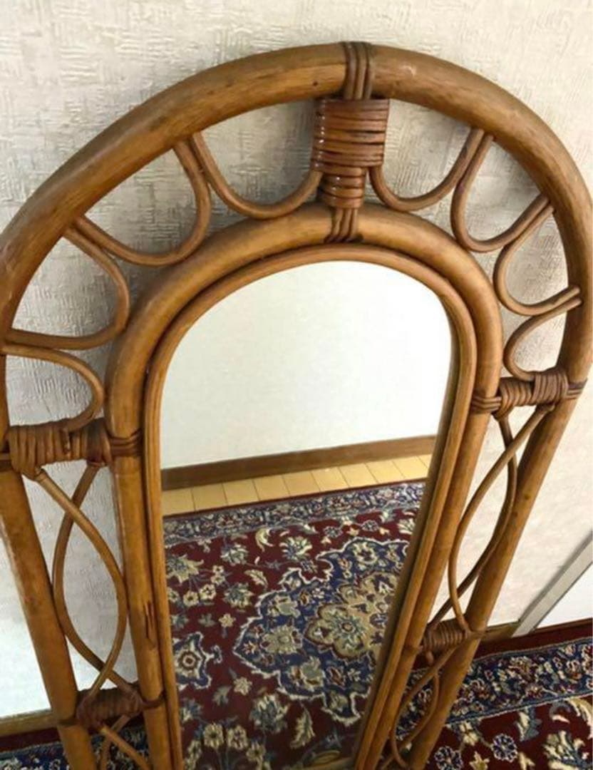 アンティーク籐ミラー