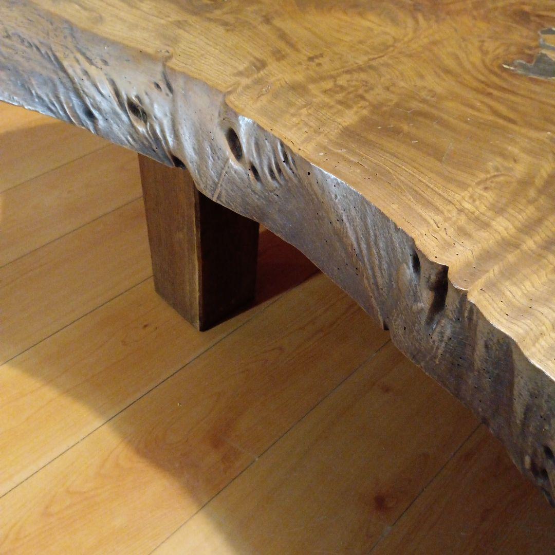 無垢材 センターテーブル 自然木の形状一枚板　デスク　テーブル　天然木版