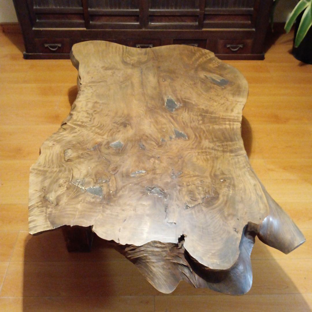 無垢材 センターテーブル 自然木の形状一枚板　デスク　テーブル　天然木版