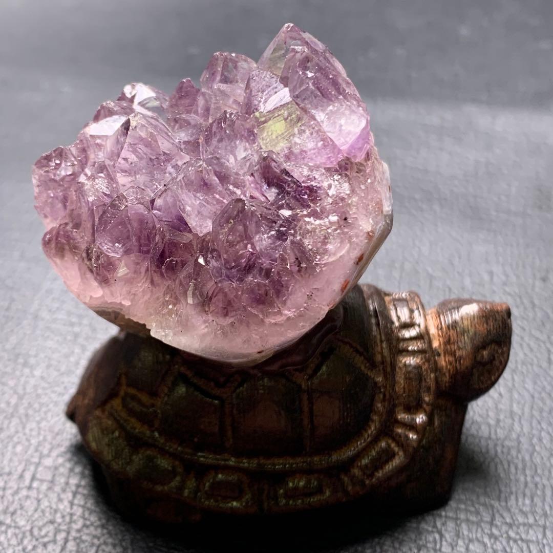 071839    ラスト❗️天然アメジスト原石　亀さんの置き物