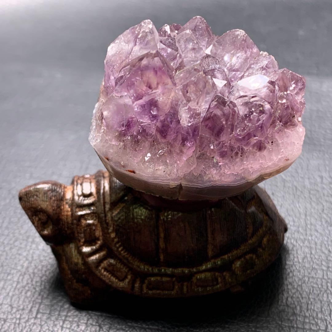 071839    ラスト❗️天然アメジスト原石　亀さんの置き物