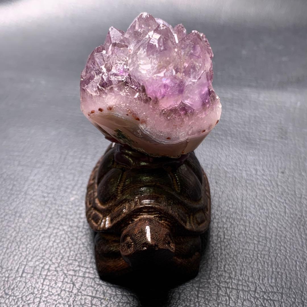 071839    ラスト❗️天然アメジスト原石　亀さんの置き物