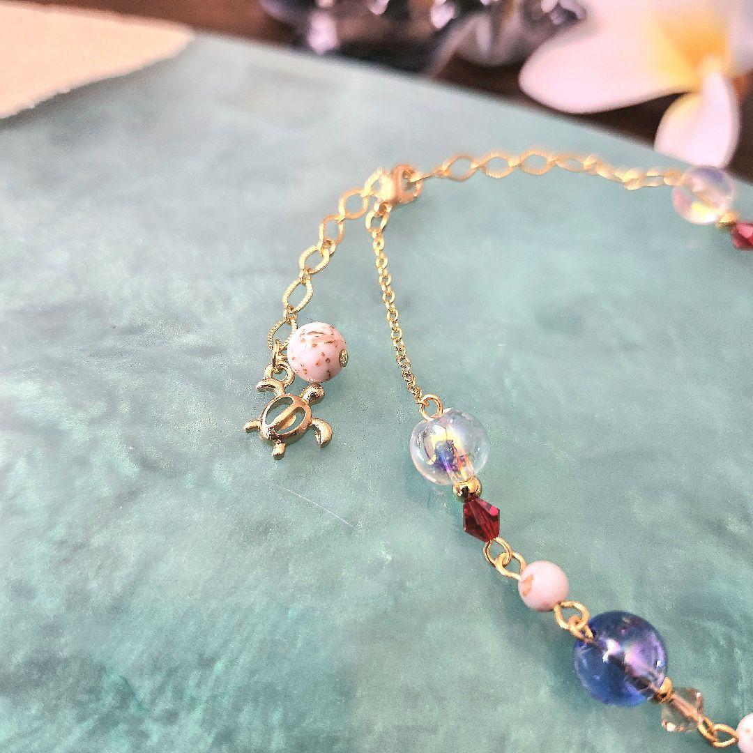 k16gpチェーン アンクレット ホヌ シェルターコイズ シルバーアクセサリー