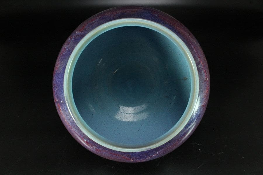 中国美術 鈞窯 斑紫釉 壷 φ23.5cm(K-LC211)