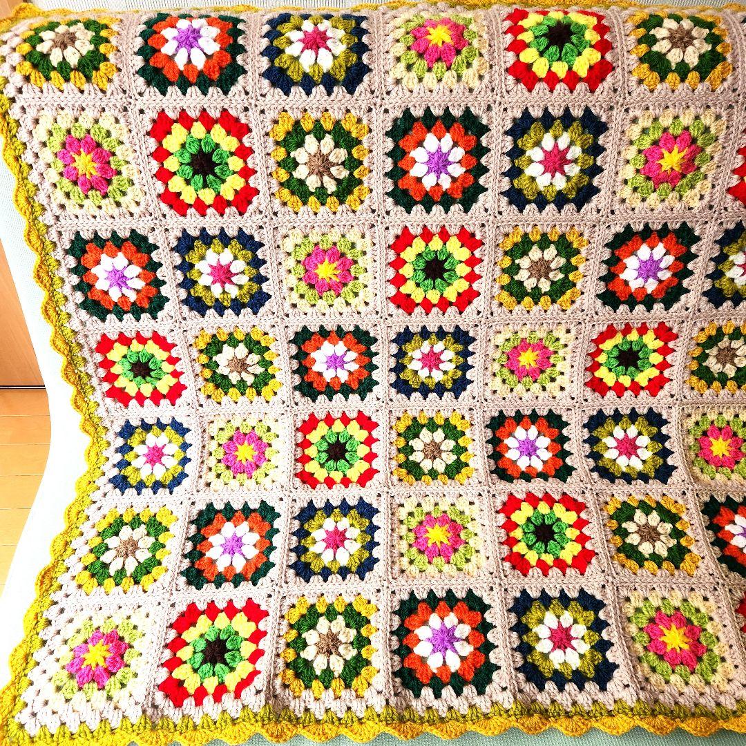 モチーフ編み【13】ハンドメイド ブランケット マルチカバー - メルカリ