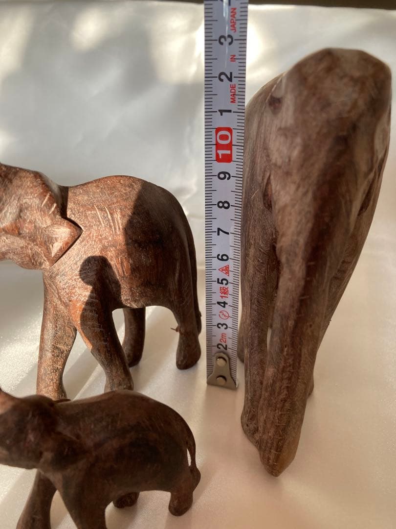 オブジェ 木製象の彫刻 3体セット - メルカリ