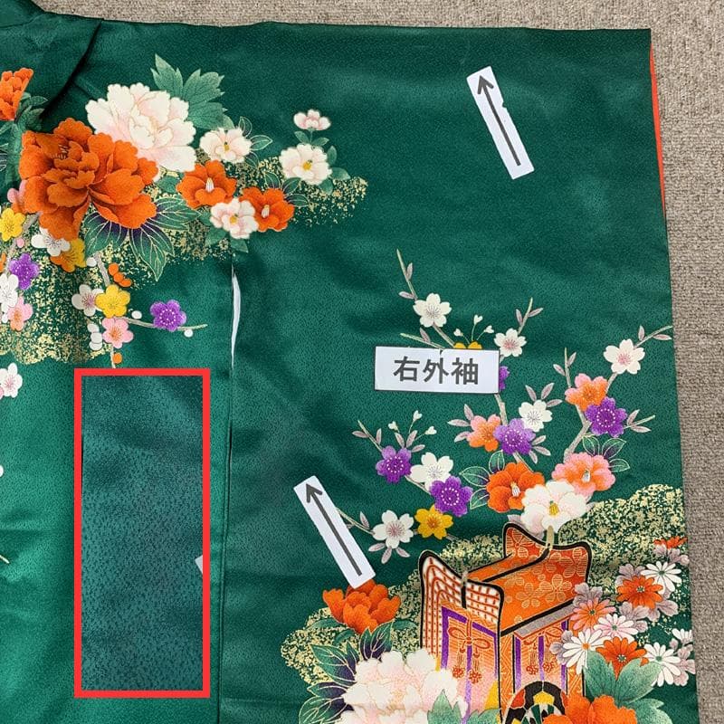 512ag25□七五三 七歳 女児 着物&袋帯&長襦袢 御所車 花文様□状態良好