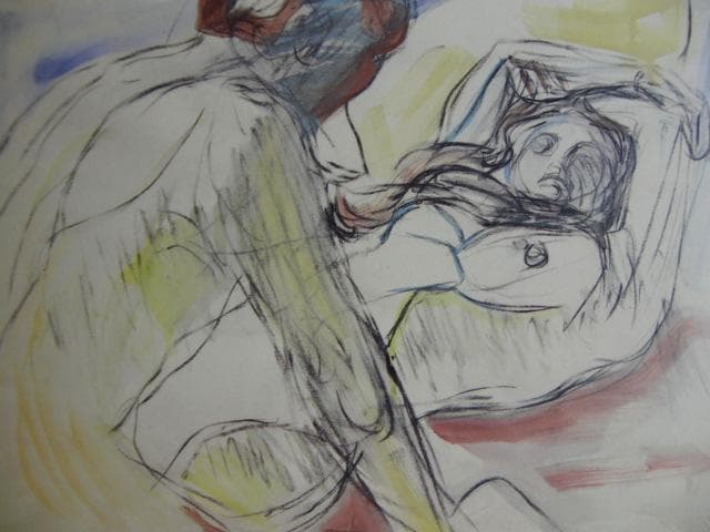 ムンク、『男と女』、希少な画集より、新品高級額・額装付