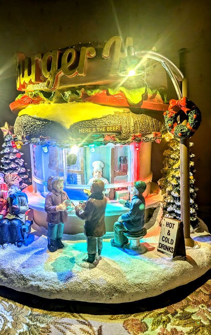 Xマスオルゴール LEMAX バーガーショップ ライトハウス イルミネーション