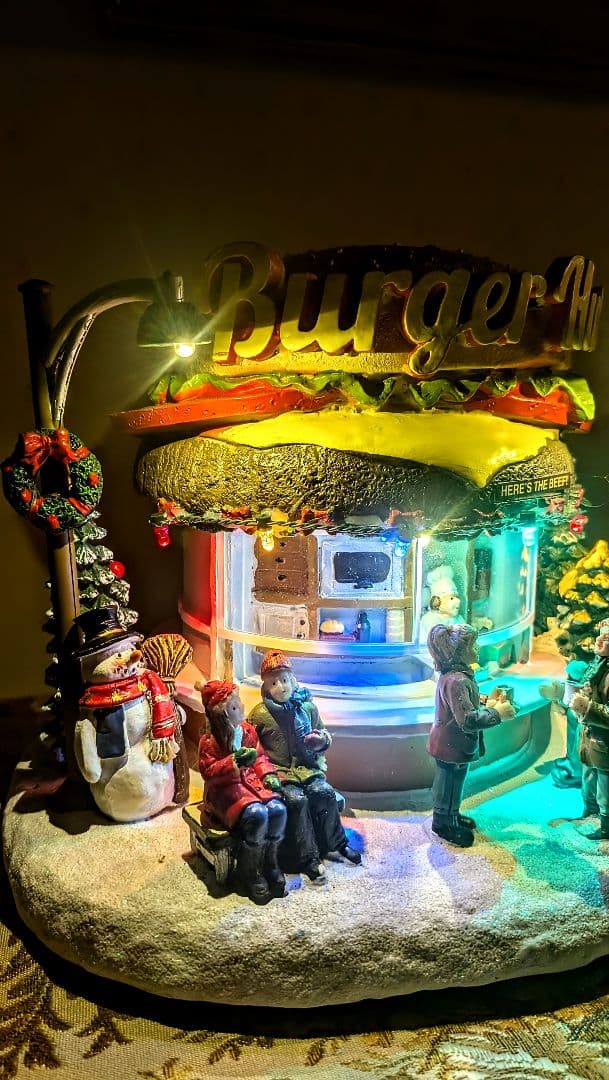 Xマスオルゴール LEMAX バーガーショップ ライトハウス イルミネーション