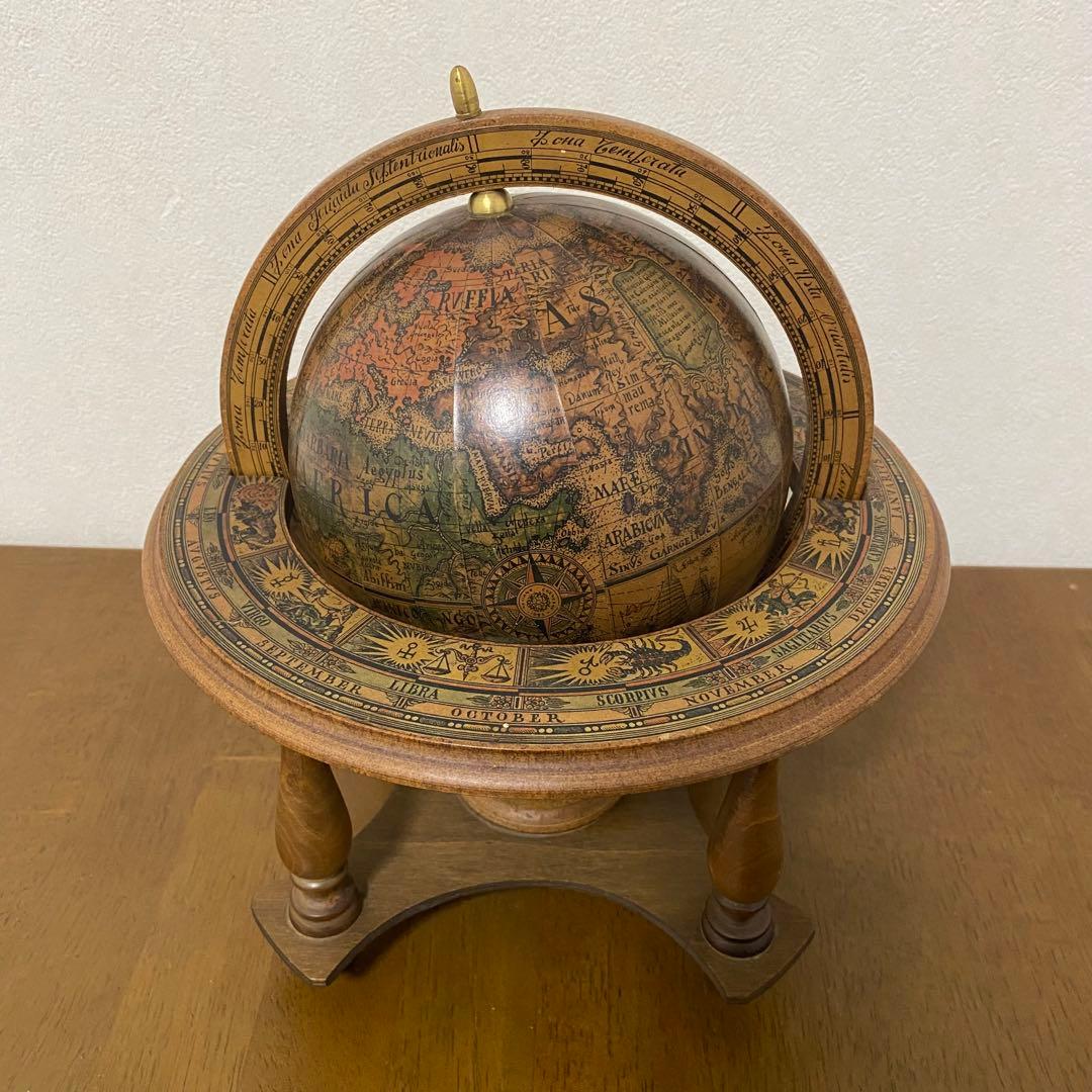 激レア イタリア製 ヴィンテージ 黄道十二宮 地球儀 セピア色 アンティーク