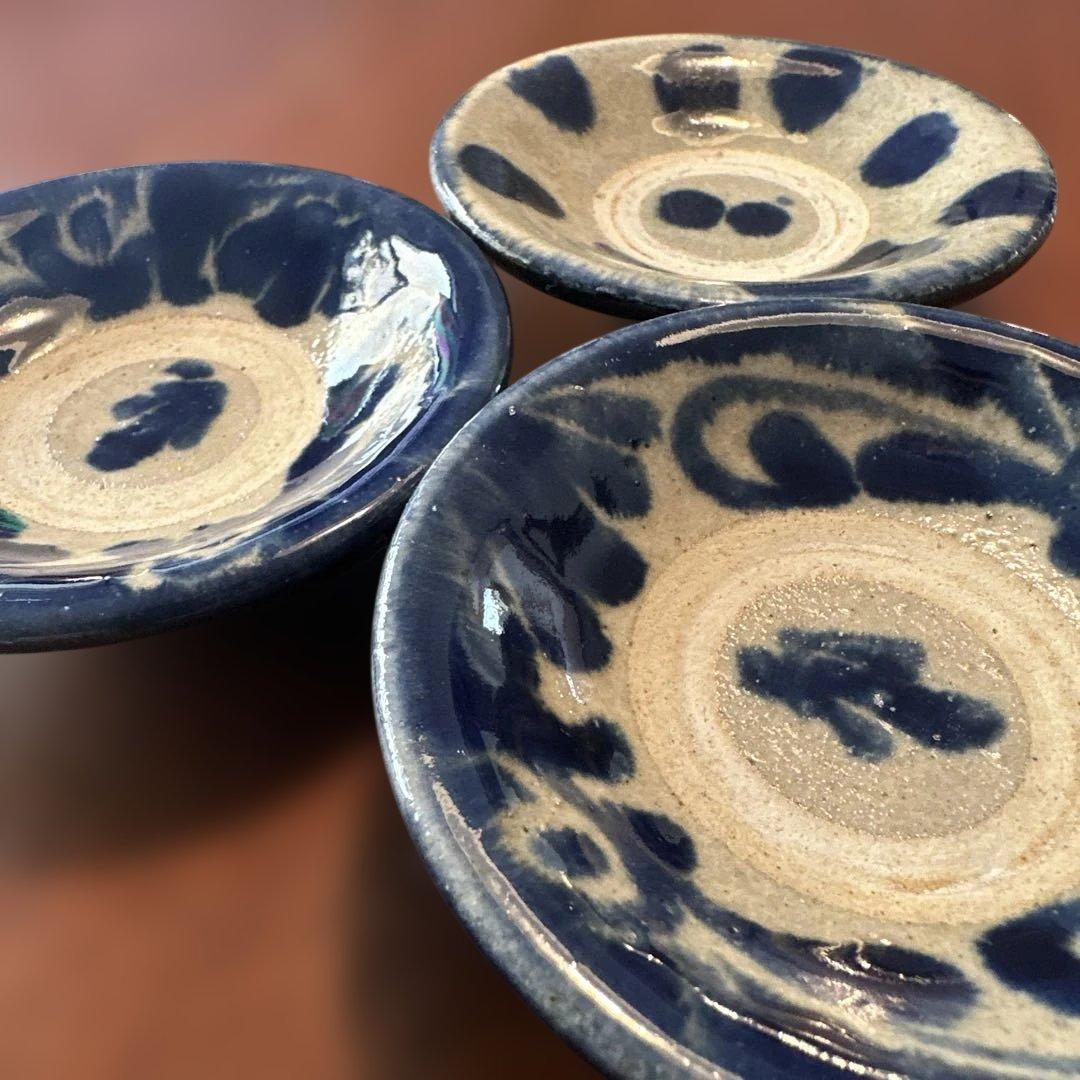 ☆連休セール☆【3枚セット】やちむん3寸豆皿小皿 民藝読谷山焼北窯