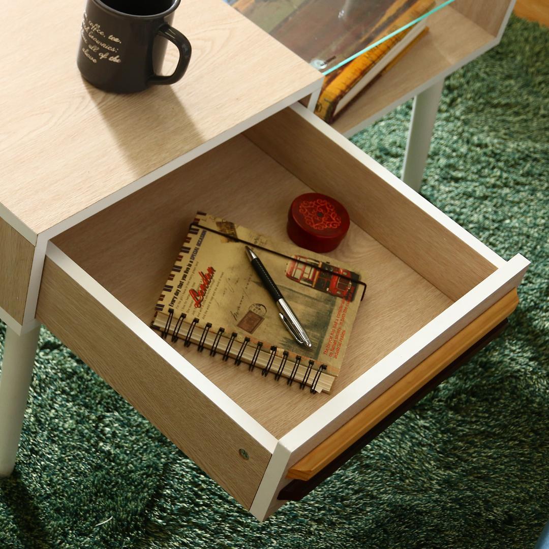 デザイン取手ローテーブル ホワイトウォッシュ W80