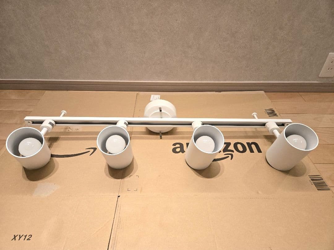 【調光調色電球付き】ライティングレール 1.0m + スポットライト4灯 照明