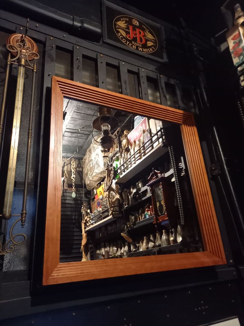 デンマーク　チーク　無垢材　アート　スクェア　フレーム　大型　ウォール　ミラー