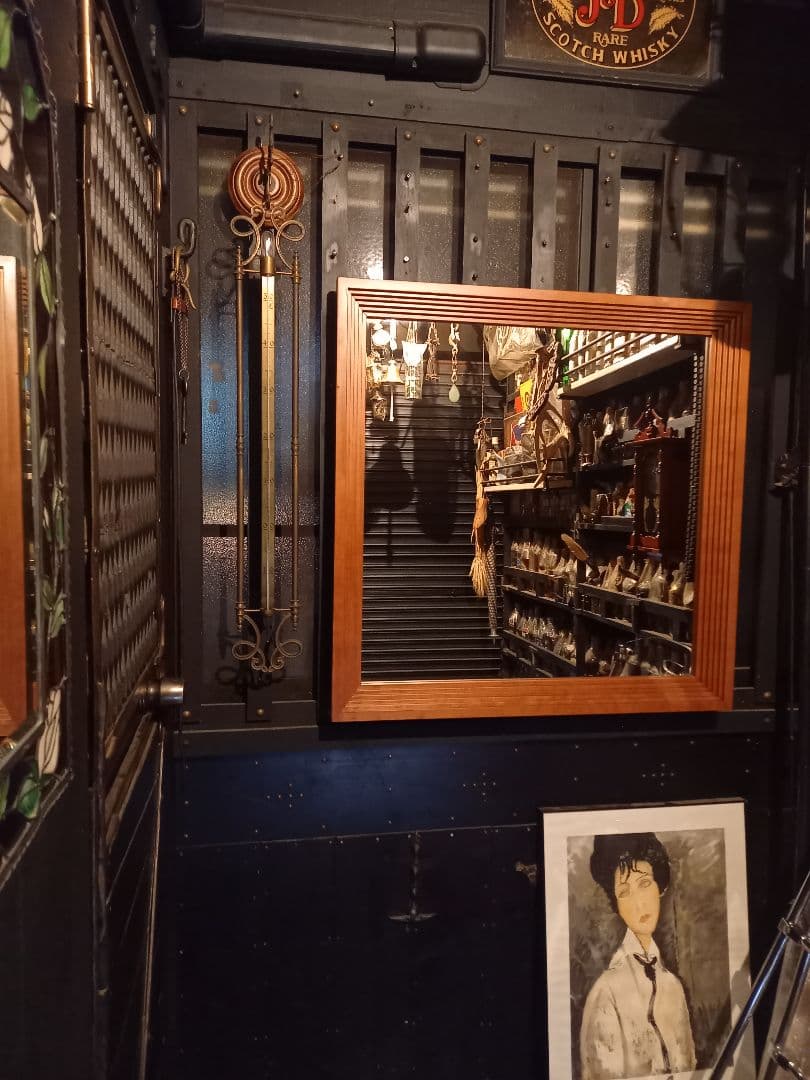 デンマーク　チーク　無垢材　アート　スクェア　フレーム　大型　ウォール　ミラー