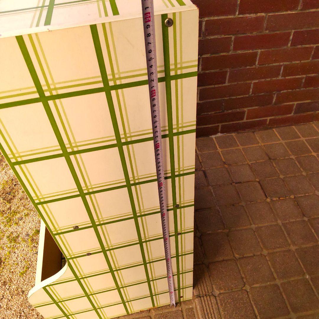 グ*ル様 昭和レトロ 飾り棚 グリーン 緑 チェスト ポップ チェック オープン