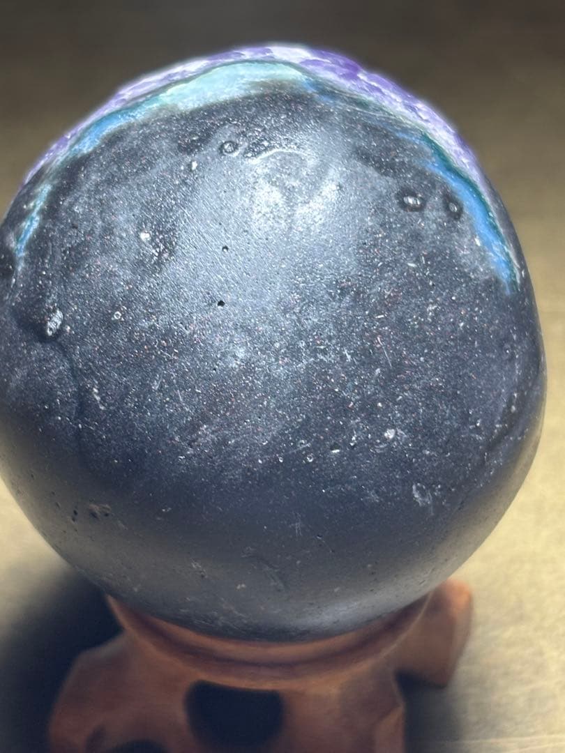 ウルグアイ産　アメジスト　笑口　スフィア　置物縦53.4×横52.3㎜（新品）