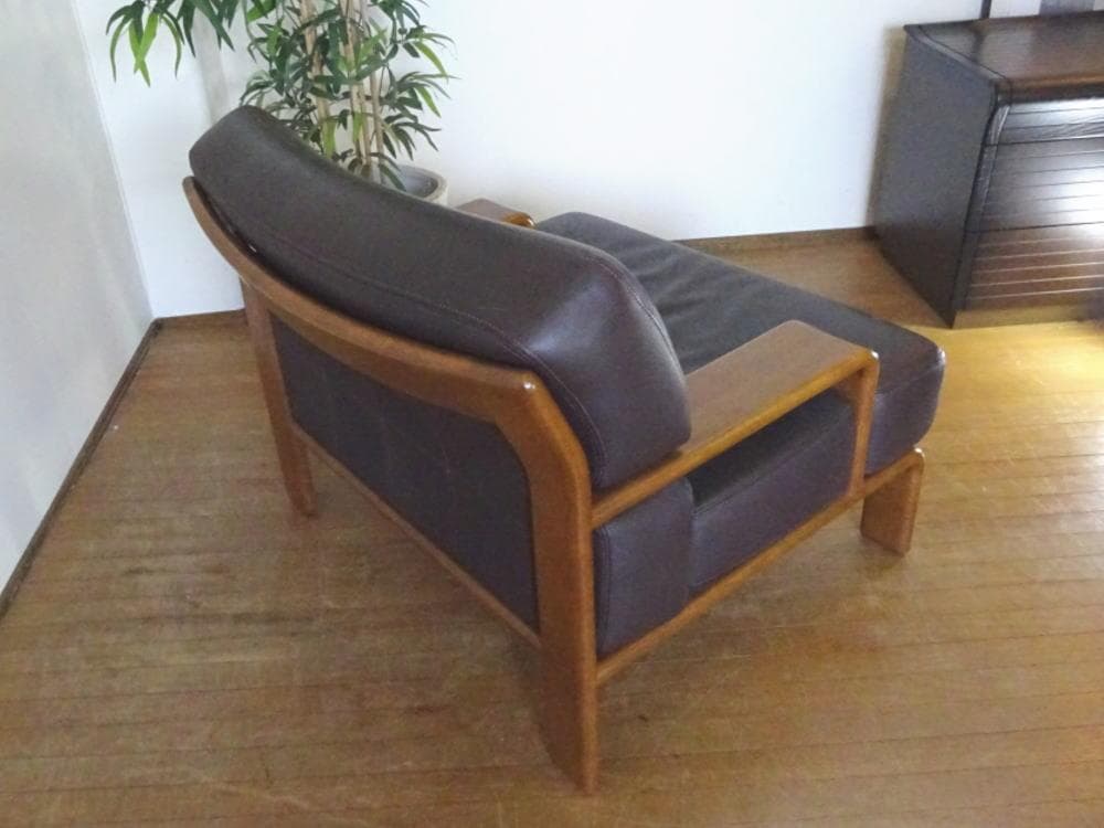 カンディハウス セルジオ 本革 オーク アーム付 1Pソファ ① - メルカリ