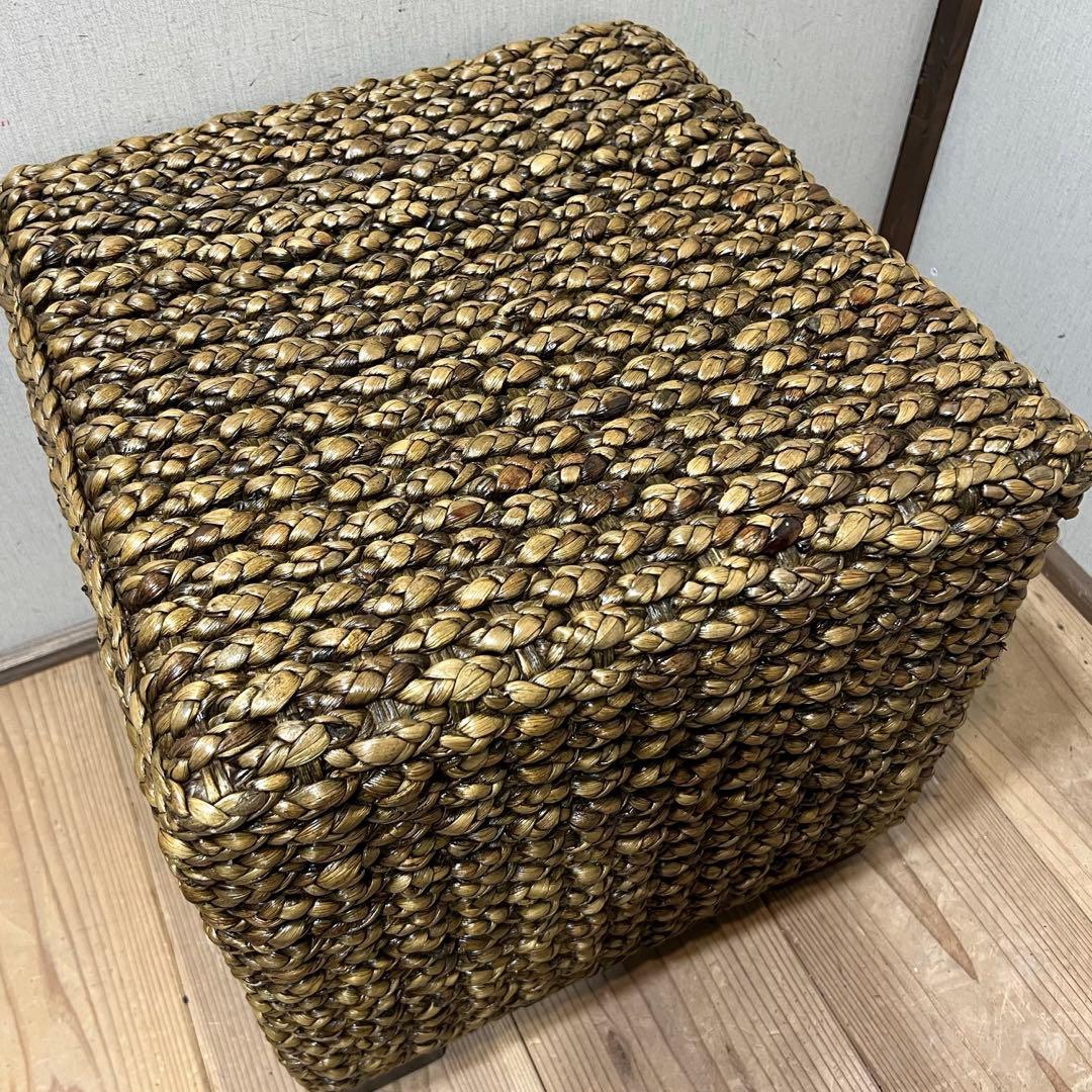 ウォーターヒヤシンスのキューブスツール 腰掛け 荷物置きにも 飾り台 バリ家具