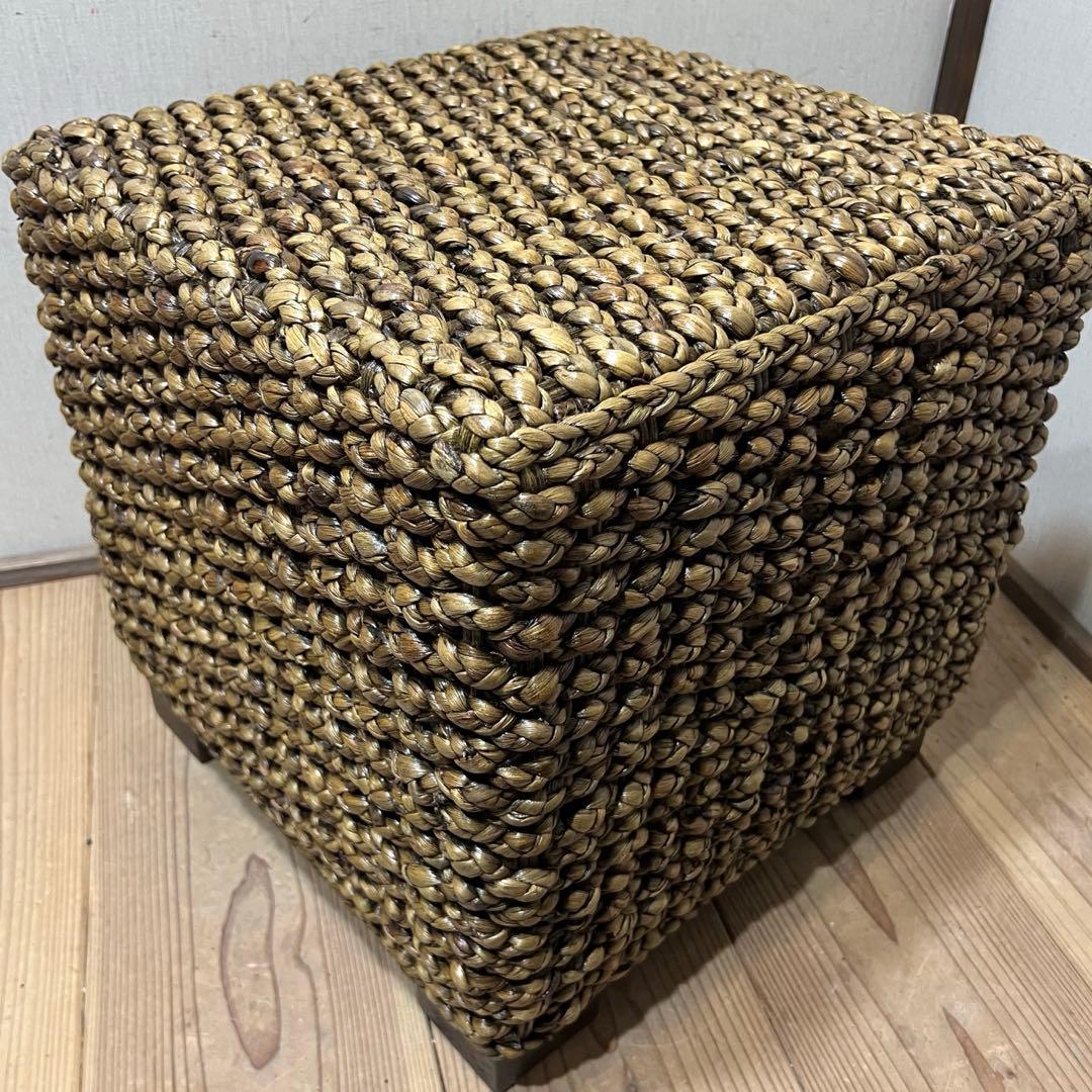 ウォーターヒヤシンスのキューブスツール 腰掛け 荷物置きにも 飾り台 バリ家具