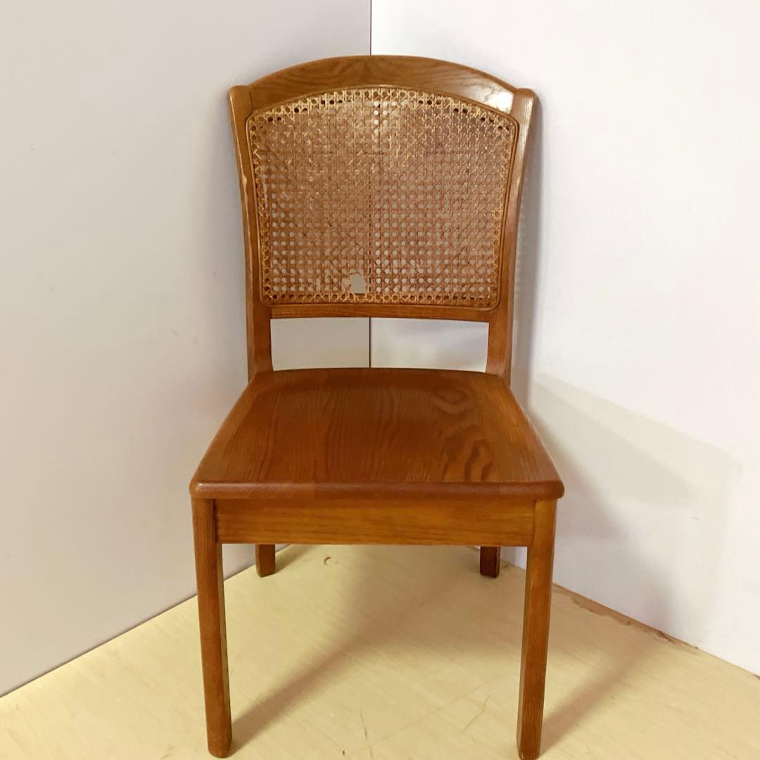 maruni マルニ　木製　ダイニングチェア ラタン 籐 旧ロゴ 木製椅子