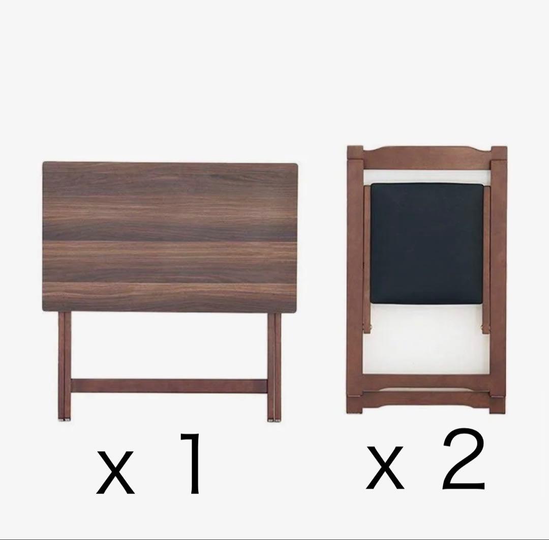 折りたたみ式デスク＆椅子２脚 TS-3404 ブラウン