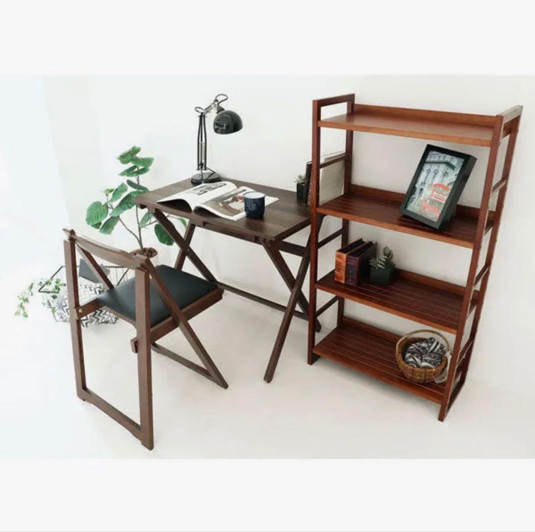 折りたたみ式デスク＆椅子２脚 TS-3404 ブラウン