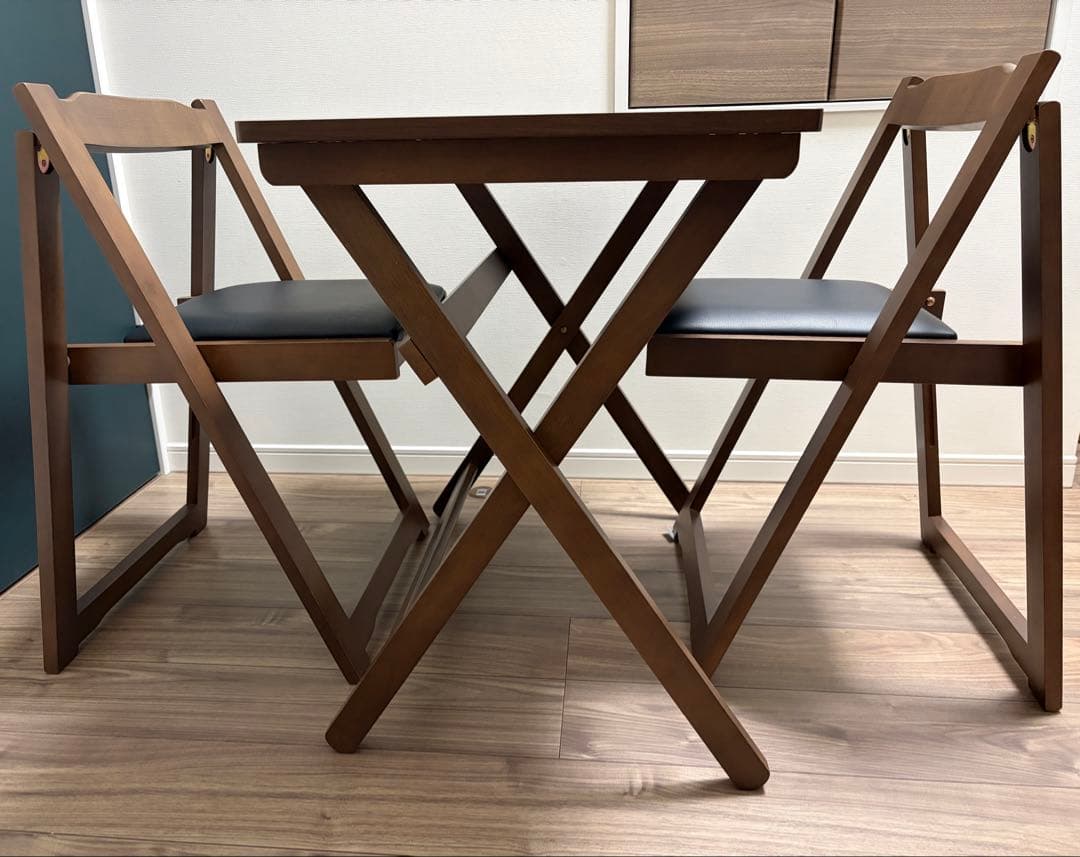折りたたみ式デスク＆椅子２脚 TS-3404 ブラウン