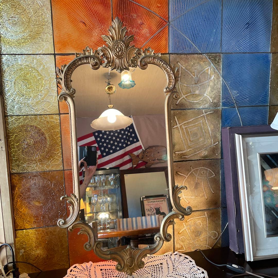 フランスアンティーク素敵な壁掛けミラー