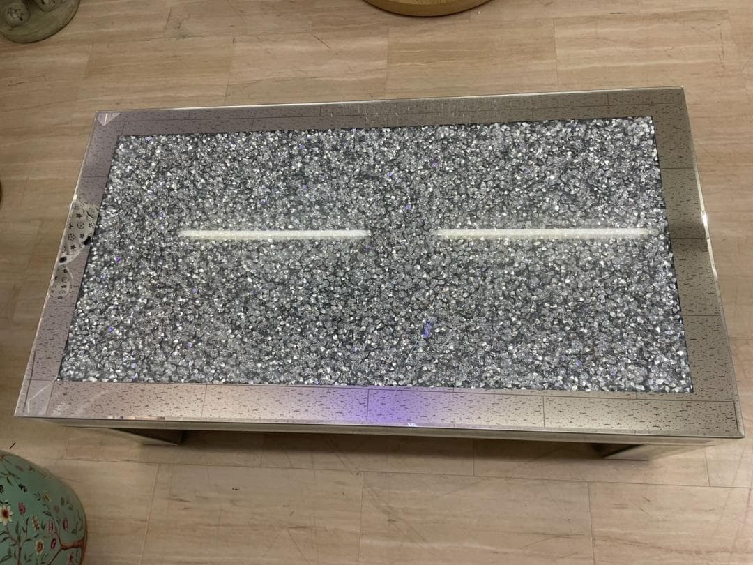 キラキラ　センターテーブル　ミラー　シルバー　ローテーブル　座卓　幅110　机